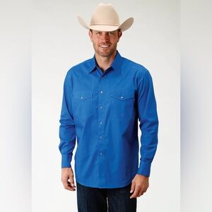 NWT ROPER 100% Cotton Blue Button Up Big & Tall Men’s 4XLT Shirt